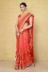 Buy_Samyukta Singhania_Red Silk Embroidery Botanic Woven Saree With Running Blouse_Online_at_Aza_Fashions