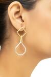 Buy_Varnika Arora_Gold Plated Geometric Danglers _at_Aza_Fashions