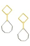 Shop_Varnika Arora_Gold Plated Geometric Danglers _at_Aza_Fashions