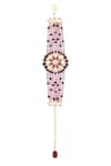 Shop_HRISHA_Pink Crystals, Diamonds Kundan Embellished Bracelet _at_Aza_Fashions