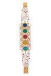 Shop_HRISHA_Gold Plated Crystals Onyx Stone Embellished Bracelet _at_Aza_Fashions