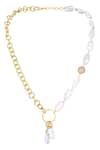 Shop_HRISHA_Gold Plated Baroque Pearl Strand Necklace _at_Aza_Fashions