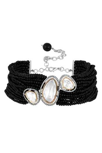 Buy_HRISHA_Gold Plated Crystals, Stones Kundan Polki Studded Choker Set _Online_at_Aza_Fashions
