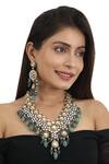 Buy_Riana Jewellery_Blue Pearls, Diamonds, Stones Meenakari Long Necklace Set _at_Aza_Fashions