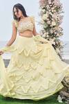 Buy_Sanjana Thakur_Yellow 100% Nylon Net Embroidered French Knots Ruffled Lehenga Blouse Set _at_Aza_Fashions