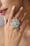Buy_Gwacy_Silver Plated Zirconia Floral Solitaire Ring _at_Aza_Fashions