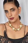 Buy_Gwacy_Gold Plated Pearl Embellished Necklace _at_Aza_Fashions