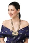 Buy_Mae Jewellery By Neelu Kedia_Grey Semi Precious Beads Tiger And Paisley Cut Work Motif Necklace Set_at_Aza_Fashions