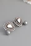 Shop_Gwacy_Grey Zirconia Stone Embellished Stud Earrings _at_Aza_Fashions