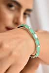 Buy_Gwacy_Green Zirconia Geometric Embellished Bracelet _at_Aza_Fashions