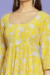 Buy Naintara Bajaj Yellow Cotton Round Neck Floral Block Print Anarkali Pant Set Online at Aza Fashions Buy_Naintara Bajaj_Yellow Cotton Round Neck Floral Block Print Anarkali Pant Set _Online_at_Aza_Fashions