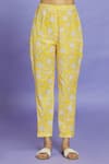 Shop Naintara Bajaj Yellow Cotton Round Neck Floral Block Print Anarkali Pant Set Online at Aza Fashions Shop_Naintara Bajaj_Yellow Cotton Round Neck Floral Block Print Anarkali Pant Set _Online_at_Aza_Fashions