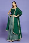 Khwaab by Sanjana Lakhani_Grey Cotton Square Neck Leheriya Pattern Anarkali With Dupatta _Online_at_Aza_Fashions