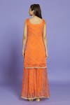 Shop_Adara Khan_Peach Chiffon Round Neck Bandhani Pattern Kurta Set _at_Aza_Fashions