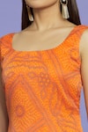 Buy_Adara Khan_Peach Chiffon Round Neck Bandhani Pattern Kurta Set _Online_at_Aza_Fashions