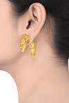 Buy_Masaba_Gold Plated Akan Mask Grip Stud Earrings_at_Aza_Fashions