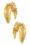 Shop_Masaba_Gold Plated Akan Mask Grip Stud Earrings_at_Aza_Fashions