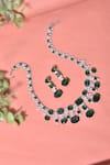 Shop Swabhimann Green Crystals Zirconia Embellished Necklace Set at Aza Fashions Shop_Swabhimann_Green Crystals Zirconia Embellished Necklace Set _at_Aza_Fashions