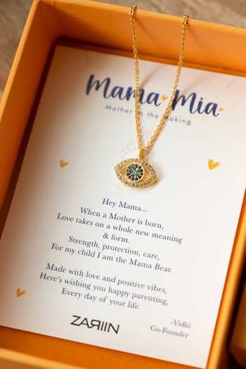 ZARIIN_Gold Plated Evil Eye Shaped Pendant Necklace _at_Aza_Fashions