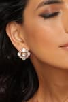 Buy_SWABHIMANN_White Embellished Polki Stud Earrings _at_Aza_Fashions