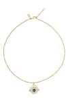 ZARIIN Gold Plated Evil Eye And Hamsa Hand Embellished Pendant Necklace at Aza Fashions ZARIIN_Gold Plated Evil Eye And Hamsa Hand Embellished Pendant Necklace _at_Aza_Fashions