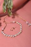 Shop_Swabhimann_Gold Plated Diamonds, Stones Circular Polki Embellished Necklace Set _at_Aza_Fashions