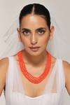 Buy_Swabhimann_Orange Beaded Five Layered Necklace _at_Aza_Fashions