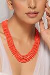 Shop_Swabhimann_Orange Beaded Five Layered Necklace _at_Aza_Fashions