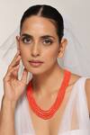 Swabhimann_Orange Beaded Five Layered Necklace _Online_at_Aza_Fashions