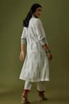 Shop_Sanjev Marwaaha_Ivory Cotton Silk Hand Block Printed V Neck Kurta And Pant Set _at_Aza_Fashions