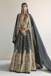 Buy_Arpita Mehta_Black Blouse Net Embroidery Zari Thread Scoop Neck Floral Lehenga Set _at_Aza_Fashions