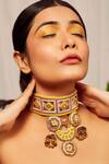 Buy_Kanyaadhan By Dhirajaayushi_Yellow Beads Moti Embroidered Choker Necklace _at_Aza_Fashions