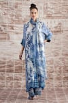 Buy_Rajdeep Ranawat_White Silk Printed Floral V Neck Banera Kimono Tunic  