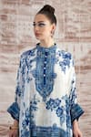 Shop_Rajdeep Ranawat_White Silk Printed Floral Band Collar Chanel Tunic _Online_at_Aza_Fashions