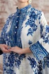 Shop_Rajdeep Ranawat_White Silk Printed Floral Band Collar Chanel Poncho Tunic  _Online_at_Aza_Fashions