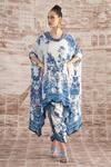 Buy_Rajdeep Ranawat_White Satin Printed Floral Sonth Dhoti Pant  _at_Aza_Fashions