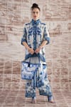 Buy_Rajdeep Ranawat_White Silk Printed Baroque Permaz Pant _at_Aza_Fashions
