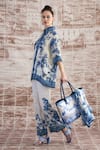 Rajdeep Ranawat_White Silk Printed Baroque Permaz Pant _at_Aza_Fashions