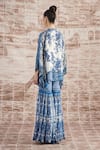 Shop_Rajdeep Ranawat_White Silk Printed And Embellished Vintage Ramona Floral Poncho  _at_Aza_Fashions