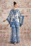 Shop_Rajdeep Ranawat_White Silk Printed And Embellished Vintage Ramona Floral Poncho  _Online_at_Aza_Fashions