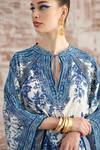 Rajdeep Ranawat_White Silk Printed And Embellished Vintage Ramona Floral Poncho  _at_Aza_Fashions