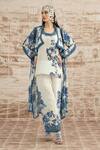 Rajdeep Ranawat_White Silk Embroidery Round Neck Ursula Baroque Print Tunic_Online_at_Aza_Fashions