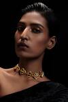 Buy_Zariin_Gold Plated Back To Nature Choker Necklace _at_Aza_Fashions