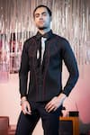 Abkasa_Black 100% Cotton Plain Pintuck Bougie Shirt  _Online_at_Aza_Fashions