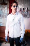 Shop_Abkasa_White 100% Cotton Placement Patch Work Denim Remix Shirt  _Online_at_Aza_Fashions