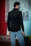 Shop_Abkasa_Black Cotton Embroidery Karaoke Shirt _at_Aza_Fashions