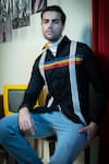 Abkasa_Black Cotton Embroidery Karaoke Shirt _at_Aza_Fashions