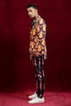 Gaurav Katta_Orange Moda Silk Hand Paint Lotus Blazer _Online_at_Aza_Fashions