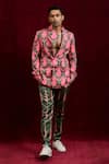 Buy_Gaurav Katta_Pink Moda Silk Hand Paint Lotus Full Sleeve Blazer _at_Aza_Fashions