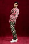 Gaurav Katta_Pink Moda Silk Hand Paint Lotus Full Sleeve Blazer _Online_at_Aza_Fashions